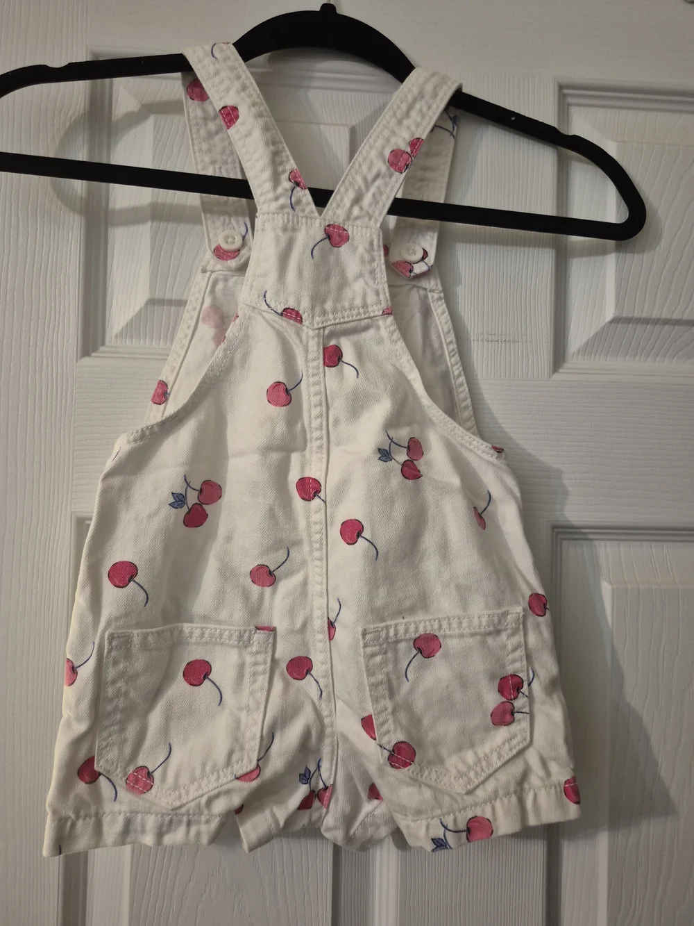 GAP Baby Overalls - White with Red Cherry Print